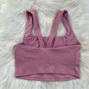 Alo Ribbed Bra Tank in Parisian Pink